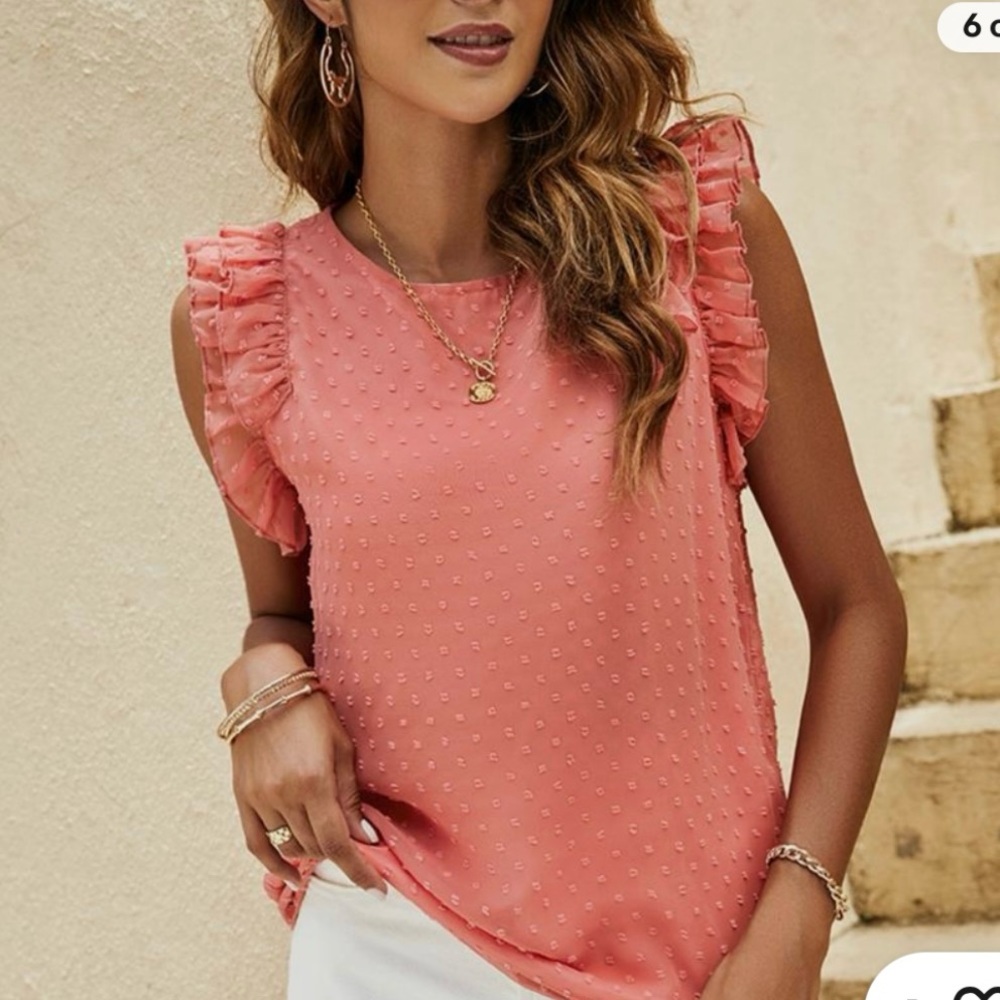 Tiered ruffle tank top Swiss dot chiffon blouse